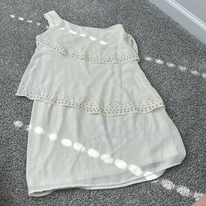 Express one shoulder ivory dress with zipper